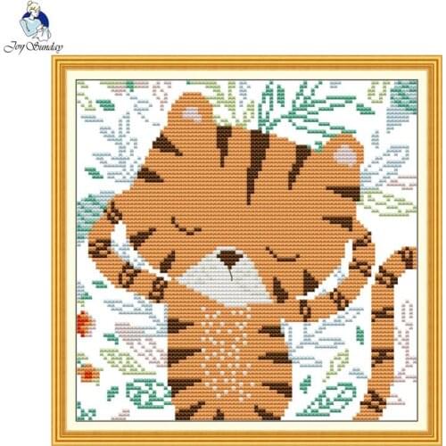 Cute little tiger cross stitch kit Aida14ct11ct count print canvas cross stitch full set DIY embroidery home decoration painting