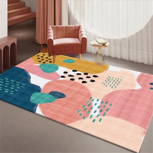 Fashion Pink Yellow Blue Graffiti Nordic Rug Simple Fresh Cute Girl Room Carpet Floor Mat Bedroom Bedside Mat Hallway Rug