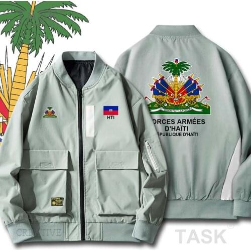 Bomber Military Biker Jacket Army Haiti Haitian Hayti Ayiti Land Military Motorcycle Printed Pilot Casual Streetwear Jackets Men