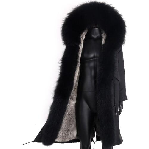 Mens coat thick fur coat natural real fox fur collar coat rabbit fur liner detachable waterproof parka winter jacket 2020