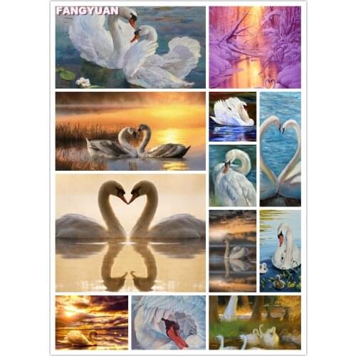 Nature Landscape 5D Diy Diamond Painting Accessories Swan Couple Full Drill Cross Stitch Kit Diamond Embroidery Mosaic Home Deco