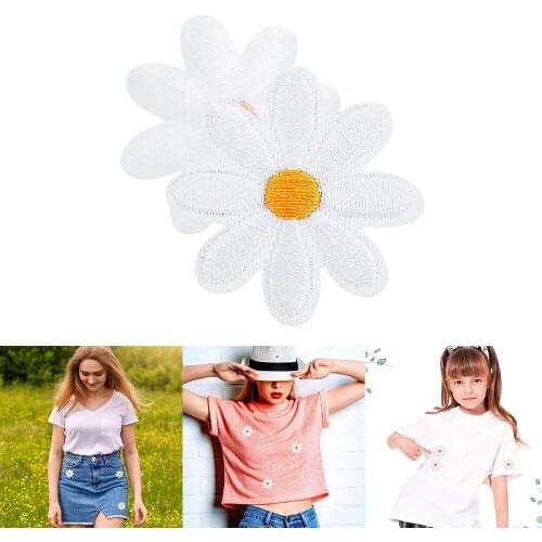 1.38 Inch Flower Embroidery Patch Diy Cloth Sticker Cartoon Little Daisy Cloth Sticker Patch Journal Book Accessories