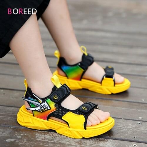 New 2021 Summer Kids Sandals Fashion Sandalias Childrens Shoes Non-slip Soft Bottom Leather Boys Sandals for Children 2101