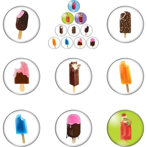 New Delicious Chocolate and Cream Ice Cream 12mm/20mm/25mm/30mm Round Photo Glass Cabochon Demo Flat Back Making Findings