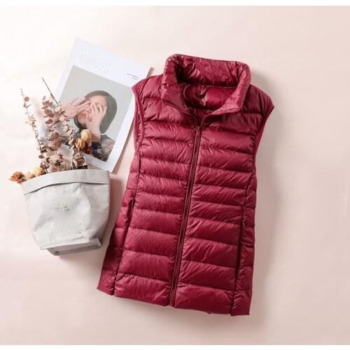 Autumn jacket women 90% white duck down vest waistcoat soft warm thin Ultra Light waistcoat jacket female Portable vest coat