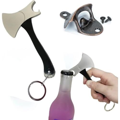 Vintage Bottle Opener Wall Mounted Wine Beer Opener Tool Ax Shape Beer Bottle Opener Keyring Bar Drinking Kitchen Party Supplies