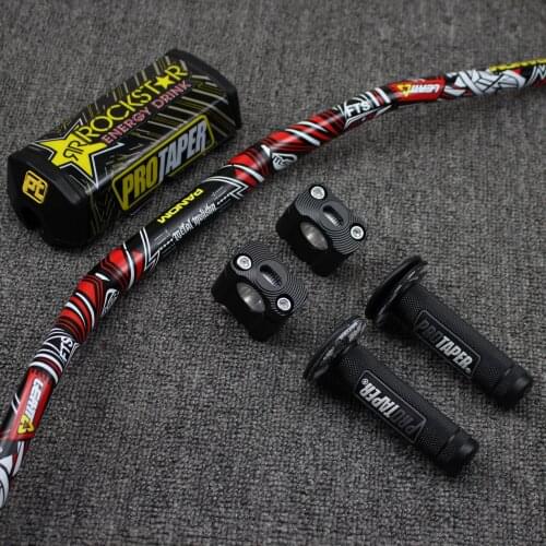 1 1/8" Fat Bar 28MM Handlebars+Grips+Bar Clamps+Bar Pad Motorcycle MX Motocross Pit Dirt Bike for EXC CRF YZF250 KLX RMZ