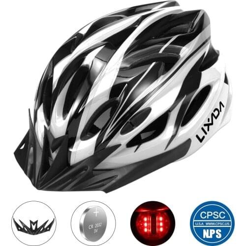 Lixada Bike Helmet Helmet with Visor LED Light In-mold Mountain Road Bike Cycling Helmet Safe Protective Helmet for Men Women