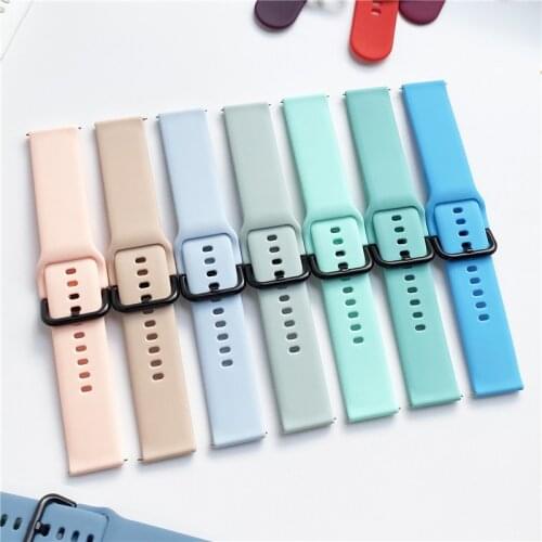 20mm Silicone Sport Strap Soft Waterproof Rubber Men Women Replacement Watch Band Belt for Samsung Active2 40mm 44mm Amazfit GTS