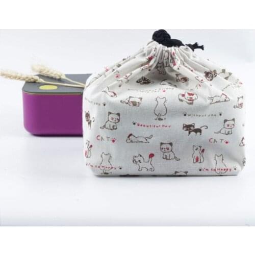 Drawstring Lunch Box Bag Portable Food Storage Bags Office Worker Portable Lunch Bag Cloth Bag Drawstring Travel Picnic Handbags
