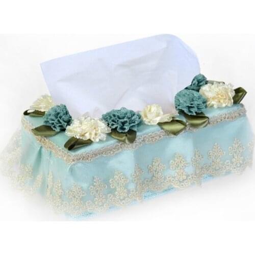 Wedding Tissue Boxes Lace Flower Removable Tissue Case Facial Tissue Box Covers Car Room Decortive Napkin Holder Cover 1pcs