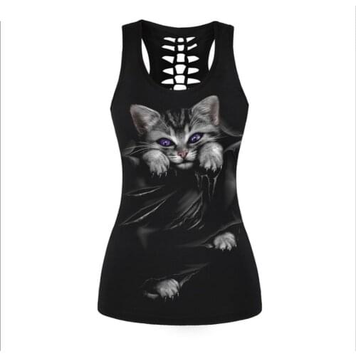 SzBlaZe Brands New Womens Print Tank Tops Breathable Sleeveless Halloween The I-shaped Vest new Summer Sexy Punk Fashion Top
