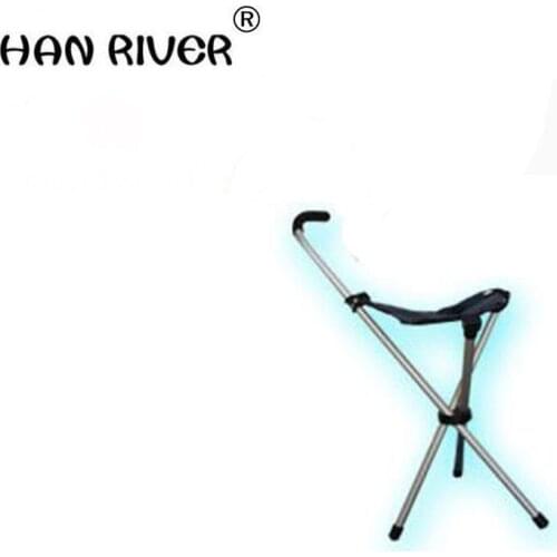 HANRIVER One crutch crutch stool three feet bring multi-functional telescopic folding cane seat the old man to help line