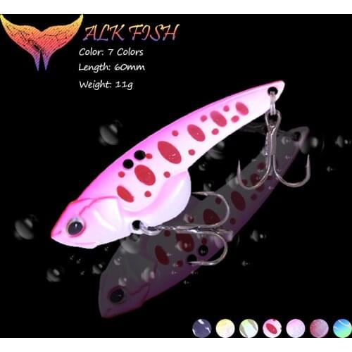 WALK FISH 1PCS 60MM 11G VIB Vibration Bait 3D Eyes Sinking Metal Bait Fishing Lures Spinner Spoon Pencil Winter Fishing Tackle