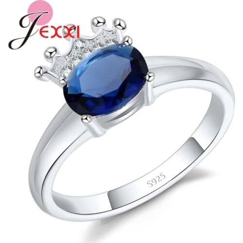 Luxury Best Gifts Red/Blue Wedding Engagement Party 925 Sterling Silver Jewelry Bijoux CZ Oval Cut Ring Accessories