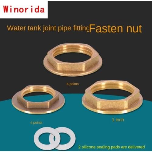 1/2IN 3/4IN 1inch Copper Outer Hexagonal Cap Back Cap Flange and Ring Nut Nut Lock Mother Water Tank Joint Fastening Accessories