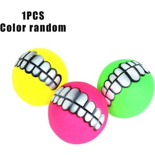 1pc Transer Pet Supply Funny Teeth Rubber Dog Ball Toy Sound Squeak Chew Toys For Small Large Dog High Quality Non-toxic