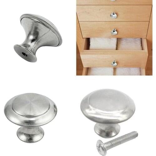 10pcs/set Round Cabinet Knobs Stainless Steel Drawer Knobs Kitchen Cupboard Pull Handles Furniture Hardware Accessory