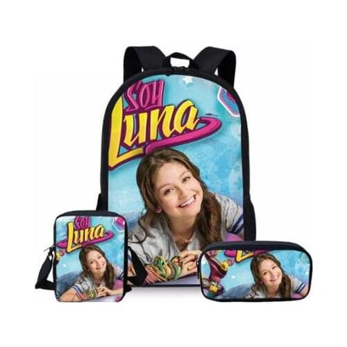 Customized Image 3Pcs/Set Soy Luna Printing School Bags Kids Boy School Backpacks Shoulder Bagpack Children Bookbag Satchel