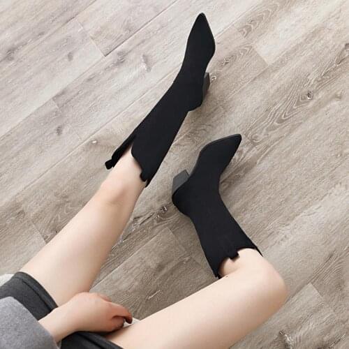 Brand Designer Faux Leather Women Knee High Boots western cowboy Wedge Pointed toe Boots Woman Long Chunky High Heel Botas Mujer