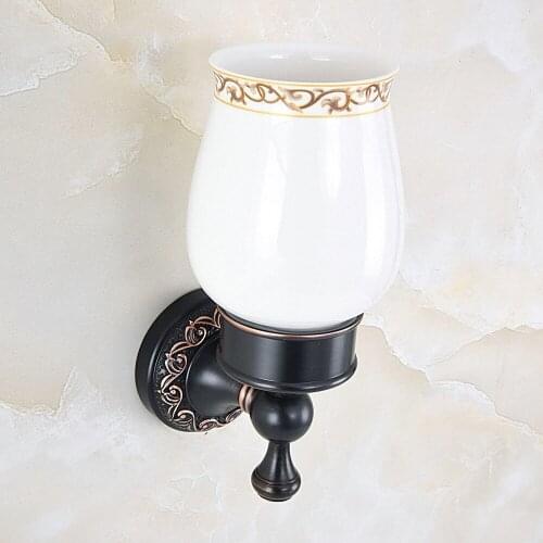 Black Oil Rubbed Brass Finish Wall Mounted Bathroom Toothbrush Holder with Single Cups tba454