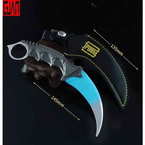 Cs Game Peripheral Quenched Claw Knife Toy Alloy Weapon Model Eagle Claw Pendulum Without Cutting Edge 15cm With Leather Cover