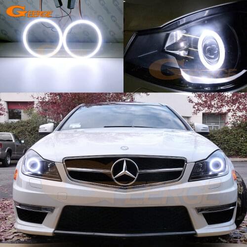 For MERCEDES BENZ C Class C204 S204 W204 facelift 2011-2014 Xenon headlight Ultra bright COB led angel eyes halo rings Day Light