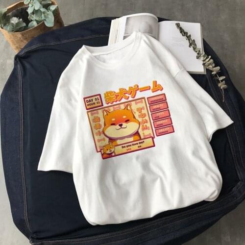 Aesthetic Summer Harajuku Kawaii Cute Shiba Inu Doge Print T-shirt Korean Streetwear T Shirt Women Chic Casual Female T-shirt