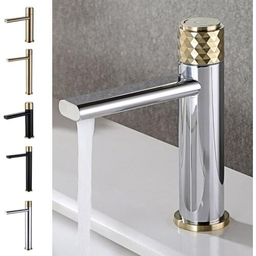 Basin Faucets Chrome Brass Push Button Bathroom Sink Faucet Crane Push-button Design Black Gold Hot and Cold Water Tap