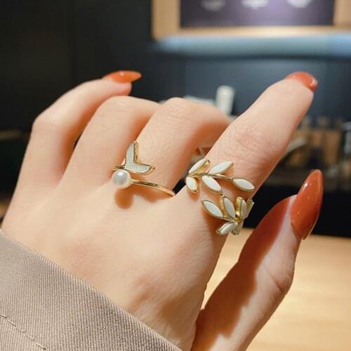 JUWANG 2021 New Luxury Opening Rings Fashion Jewelry Gothic Leaves Sexy Finger Ring For Women Girls Valentines Day Gifts