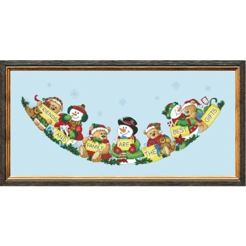 DreampatternThe best gifts tree skirt cross embroidery kit snowman pattern 18ct 14ct 11ct skyblue canvas Cross-stitch craft