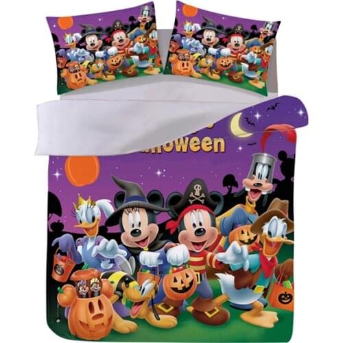 Halloween Minnie Mickey Bedding Set Duvet Cover Pillowcase Adult Children Gift King Size Bed Set The Nightmare Befor Christmas