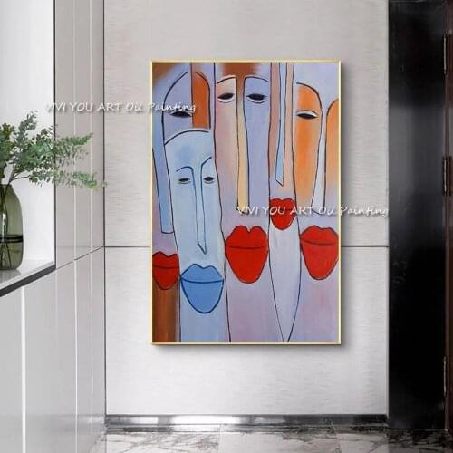 Colorful Figure Face painting handmade Home Decoration Wall Art Figure Face Canvas Home Wall Painting for Living Room Gifts