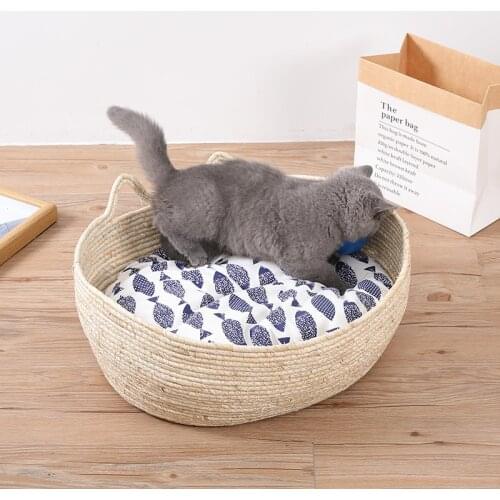 Cat bed Pet bed Rattan cat litter summer cool nest four seasons general net red cat supplies cat scratcher pet villa corn husk