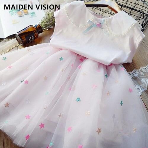 Summer Girls Dresses Bead print Kids Dress Children Clothing Princess Party puffy dress Suit Casual Shirt Kids Girls Clothes