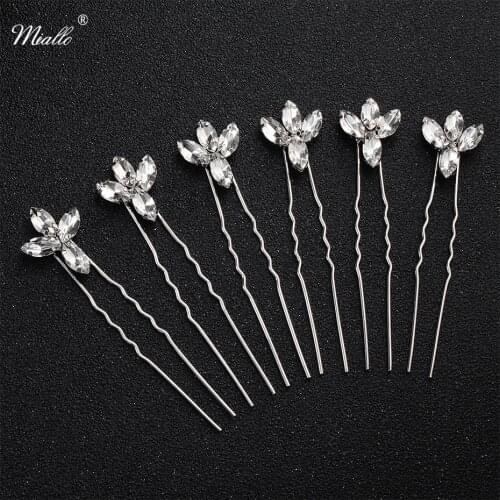 Miallo 6pcs/lot 2019 Newest Silver Color Women Hairpins Classic Austrian Crystal Wedding Hair Jewelry Accessories Headpieces