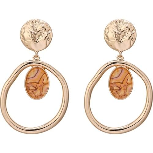 Fashion 2021 Pendant Big Drop Earring For Women Gold Color Large Circle Statement Earrings Brincos Jewelry