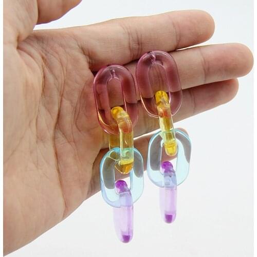 New Fashion Statement Earrings For Women Colorful Transparent Trend Oval Splicing Pendant Drop Earrings Female Jewelry Gifts