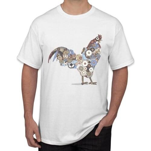 TEEHUB Hot Sales Hipster Chicken Alarm Print Men T-Shirt Fashion Steampunk Chicken Design Tops Short Sleeve O-Neck Tee