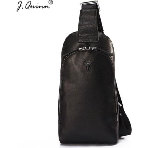 J.Quinn Men Leather Sling Bag Fashion Chest Bags Man Genuine Cowhide Leather Crossbody Bag Casual Shoulder Strap Chest Pack 2018