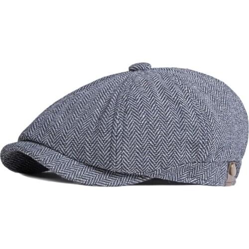 Men Beret Vintage Herringbone Gatsby Tweed Peaky Blinders Hat Newsboy Beret Hat Spring Winter Flat Peaked Beret Hats