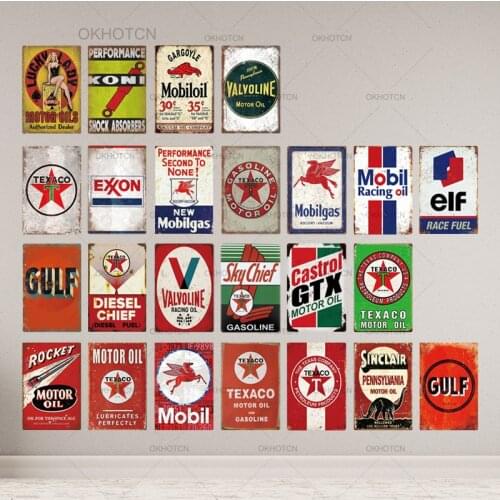 Motor Oil Plaque Tin Signs Vintage Metal Sign Retro Garage Decor Plaque Metal Vintage Bar Pub Garage Gas Station Decorative