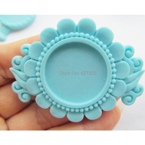 50pcs Pink/Hot Pink/Light Blue/Purple Flatback Resin Sunflower Charm Finding,Base Setting Tray Bezel,for 25mm Cabochon/Cameo