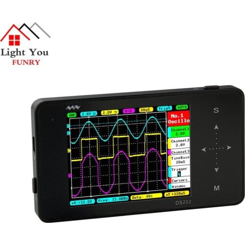 English menu Portable LCD Digital Multimeter Oscilloscope Touch Screen USB 1MHz Pocket 8MB Handheld Automotive Osciloscopio