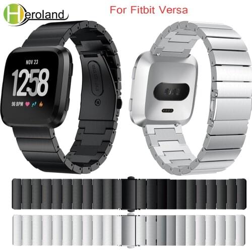 Stainless Steel Watch Strap For Fitbit Versa Band Screwless Bracelet Replacement Metal watchbands Accessories For Fitbit Versa