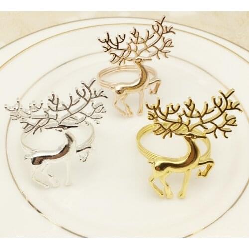 Christmas Napkin Holder Alloy Cute Durable Delicate Deer Napkin Ring for Bar Restaurant Christmas Party Dinner