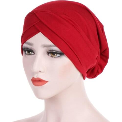 Hats For Women Fashion Europe And America New Stretch Cloth Forehead Cross India Hat Modal Headscarf Hat Chemotherapy Hat 130