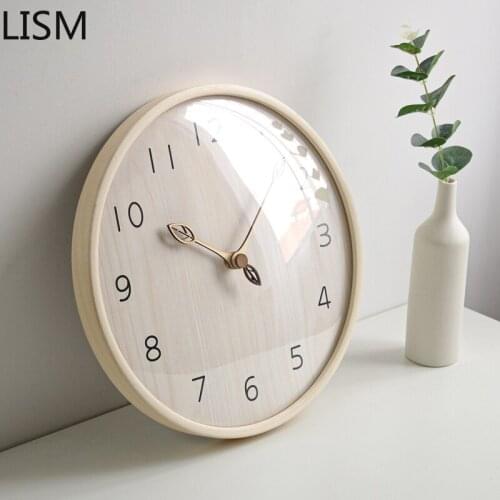 Nordic Wooden Wall Clock Modern Minimalist Living Room Home Clock Round Wall Clock Quartz Silent Reloj De Pared Moderno