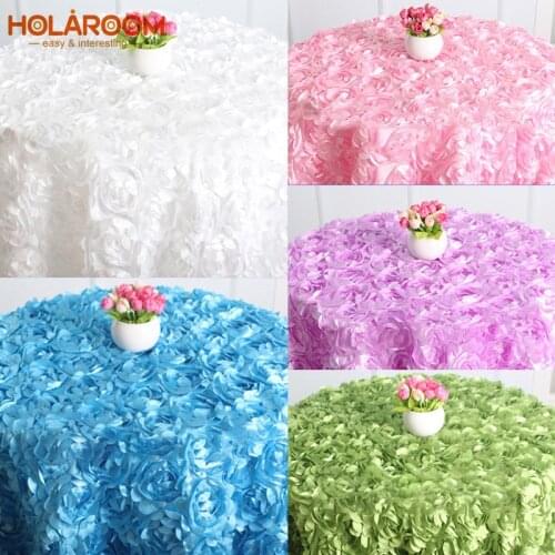 Wedding table cloth embroider rosette flower 3D table cover hotel banquet party round/rectangle tables decoration Christmas gift