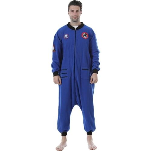 Snailify Space Shuttle Astronaut Costume One Piece Fleece Pajama Union Suit Men Astronaut Halloween Costume Blue Jumpsuit